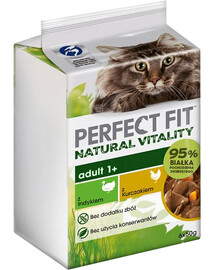 PERFECT FIT Natural Vitality Adult 1+ Pollame 6x50g bustine con tacchino e pollo in salsa per gatti