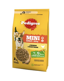 PEDIGREE Adult MINI 2kg con pollame e verdure alimento secco completo per cani adulti di piccola taglia