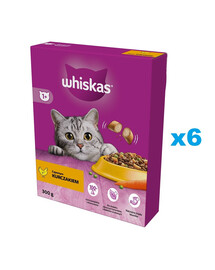 WHISKAS Adult 6x300g alimento secco completo con delizioso pollo per gatti adulti