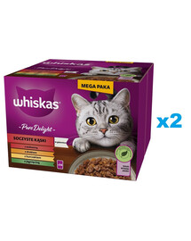 WHISKAS Adult Pure Delight Bocconcini in gelatina 48x85 g con manzo, pollo, agnello, pollame per gatti adulti