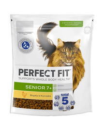 PERFECT FIT Senior 7+ 750 g alimento secco completo ricco di pollo per gatti anziani