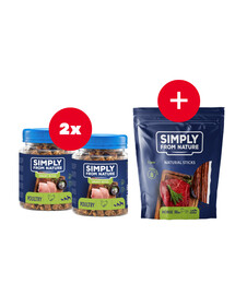 SIMPLY FROM NATURE Smart Bites Snack di pollame per cani 2 x 130 g + snack GRATIS