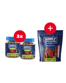 SIMPLY FROM NATURE Smart Bites snack di cavallo per cani 2 x 130 g + snack GRATIS