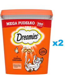 DREAMIES Mega in scatola 2x350g Leccornia per gatti con delizioso pollo