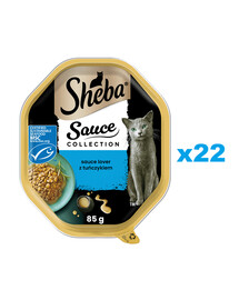 SHEBA Sauce Collection in vaschetta 22x85g Alimento umido completo per gatti adulti bocconcini con tonno in salsa