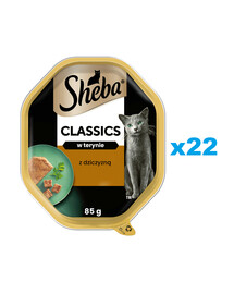 SHEBA Classics Paté con Selvaggina in vaschetta 22x85g alimento umido completo per gatti adulti