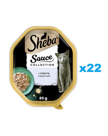 SHEBA Sauce Collection in vaschetta 22x85g cibo umido completo per gatti adulti bocconcini di vitello in salsa