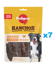 PEDIGREE Ranchos Jerkies 7x180g Alimento complementare senza cereali con pollo per cani adulti
