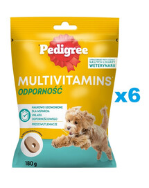 PEDIGREE Multivitamins Alimento complementare per il supporto del sistema immunitario al gusto di pollo per cani adulti 6x180g