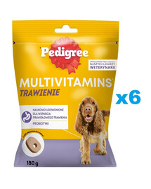 PEDIGREE Multivitamins Alimento complementare per la digestione al gusto di pollo per cani adulti 6 x 180g