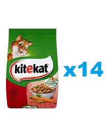 KITEKAT crocchette per gatti con manzo e verdure 14x300g