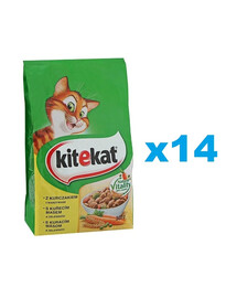 KITEKAT cibo secco per gatti con pollo e verdure 14x300g