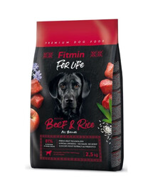 FITMIN Dog For Life Adult Beef Rice 2,5 kg per cani di tutte le razze