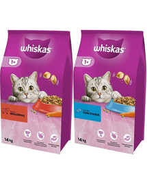 WHISKAS Adult 14kg con manzo e verdure + WHISKAS Adult 14kg con tonno e verdure
