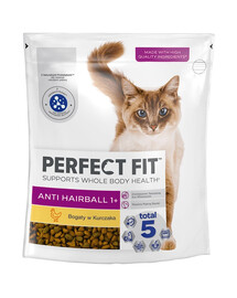 PERFECT FIT (Hairball 1+) 750g Alimento secco ricco di pollo per gatti  - previene la formazione di boli di pelo
