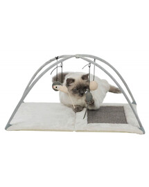 TRIXIE Graffiatoio - tappetino con giochi su corda, 60 × 33 × 42 cm, grigio