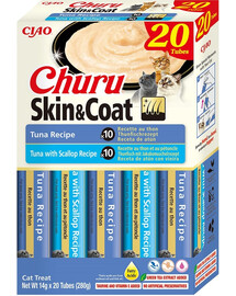 INABA Churu Cat Skin Coat 20x14g tonno, tonno e capesante crema snack per gatti