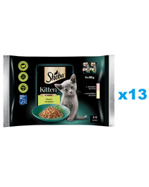 SHEBA Kitten Scelta di gusti in bustina 52x85 g Alimento umido completo per gattini, bocconcini in salsa con salmone e con pollo