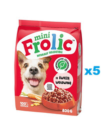 FROLIC Mini Naturally Irresistible 5x800 g cibo semi-umido per cani di piccola taglia con carne di manzo fresca