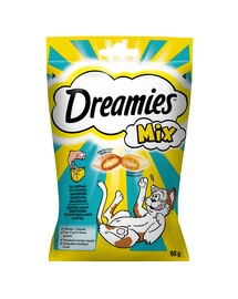 DREAMIES MIX Snack con formaggio al sapore di salmone per gatti 60g