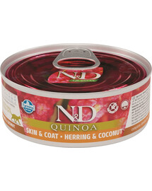 N&D Cat Quinoa Herring & coconut Skin&Coat 80 g karma dla kotów na poprawę stanu sierści