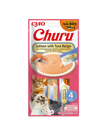 INABA Churu Cat Salmon with Tuna 4x14g prelibatezza cremosa per gatti al salmone e tonno
