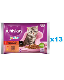 WHISKAS Junior saszetka 52x85g Klasyczne Posiłki mokra karma dla kociąt w sosie z wołowiną i kurczakiem