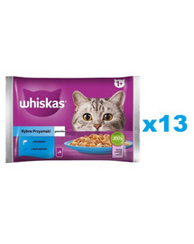 WHISKAS Adult saszetka 52x85g Rybne Przysmaki mokra karma dla dorosłych kotów w galaretce z: łososiem, tuńczykiem