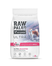 RAW PALEO Ultra Pork Medium&Large Adult 2kg per cani adulti di taglia media e grande con carne di maiale