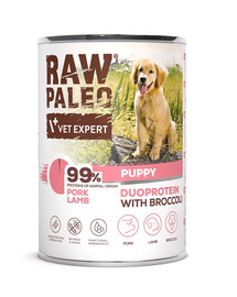 RAW PALEO Pork Lamb Puppy 400g alimento umido con carne di maiale e agnello per cuccioli