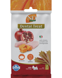FARMINA N&D Pumpkin Dental Treat Chicken Pomegranate Mini 60 g (7 pz) snack dentale per cani di piccola taglia