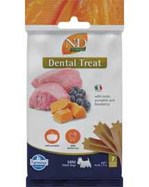 FARMINA N&D Pumpkin Dental Treat Lamb Blueberry Mini 60 g (7 pz) snack dentale per cani di piccola taglia