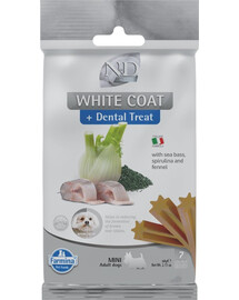 FARMINA N&D White Dental Treat Coat Sea bass Mini 60 g (7 pz) snack dentale per cani di piccola taglia