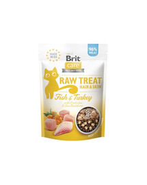BRIT Care Raw Treat Freeze Dried Hair Skin Cat 40 g Bocconcini liofilizzati pesce e tacchino con probiotici per gatti