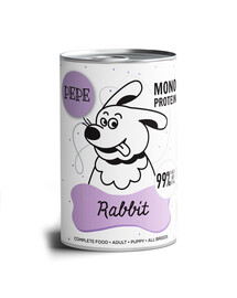 PAKA ZWIERZAKA PEPE Rabbit (coniglio) 800g dieta monoproteica per cani