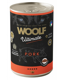 WOOLF Ultimate Adult Dog Pork and Linseed Oil 400g cibo umido per cani con carne di maiale e olio di semi di lino