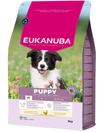 EUKANUBA Puppy Medium Breeds Chicken 3 kg cibo secco per cuccioli di razze medie ricco di pollo fresco
