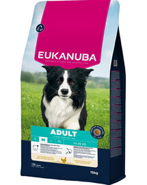 EUKANUBA Adult Medium Breeds Chicken 15 kg cibo secco per cani adulti di razze medie ricco di pollo fresco