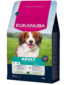 EUKANUBA Adult Small Medium Breeds Lamb Rice 3 kg cibo secco per cani di piccola e media taglia ricco di agnello e riso