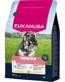 EUKANUBA Senior Small Breeds Chicken 3 kg cibo secco per cani anziani di piccola taglia ricco di pollo fresco