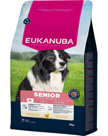EUKANUBA Senior Medium Breeds Chicken 3 kg cibo secco per cani anziani di taglia media ricco di pollo fresco