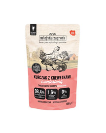 WIEJSKA ZAGRODA Superfoods Pollo con gamberi e valeriana cibo umido per gatti 100 g