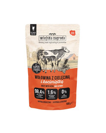 WIEJSKA ZAGRODA Superfoods Manzo con vitello e erba gatta cibo umido per gatti 100 g