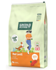 GREEN PETFOOD VeggieDog con Lenticchie Rosse 10kg cibo vegetariano con lenticchie rosse per cani