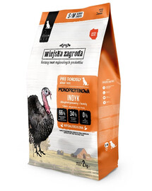 WIEJSKA ZAGRODA Alimento monoproteico con tacchino per cani S/M 2 kg