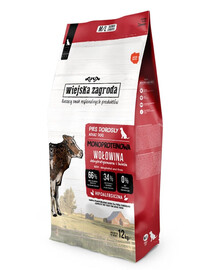 WIEJSKA ZAGRODA Alimento monoproteico con manzo per cani M/L 12 kg