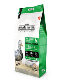 WIEJSKA ZAGRODA Alimento monoproteico con anatra per cani M/L 12 kg