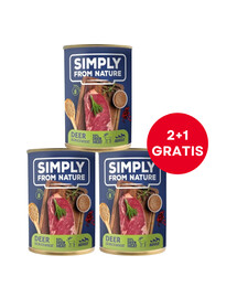 SIMPLY FROM NATURE Cibo umido per cani Cervo con grano saraceno 400 g (2+1 GRATIS)