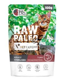 RAW PALEO Monoprotein Adult Sterilised Cat Tuna 100 g per gatti adulti e sterilizzati con tonno