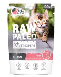 RAW PALEO Monoprotein Kitten Pork 100 g per gattini con carne di maiale